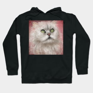 Painting of a Fluffy White Persian Cat Hoodie